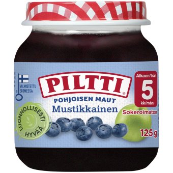 Piltti  черника и яблоко, с 5 мес. 125 гр