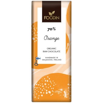 Органический сырой шоколад Foodin 70% апельсин 40 гр