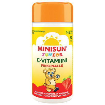 Витамин С для детей клубничный вкус C-vitamiini Junior жевательные таблетки 80 шт Minisun Витамин С для детей клубничный вкус C-vitamiini Junior жевательные таблетки 80 шт Minisun