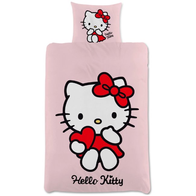 Детское постельное белье Hello Kitty (150x210+50x60 см) розовое