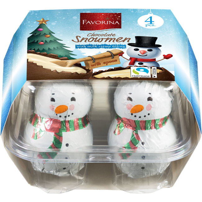 Шоколадные снеговики Favorina Milk creme с молочной начинкой 144 гр