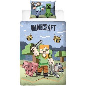 Детское постельное белье Minecraft (одеяло 150x210 + наволочка 50x60 см), многоцветное