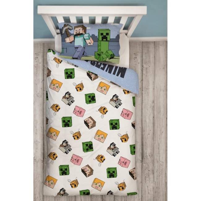 Детское постельное белье Minecraft (одеяло 150x210 + наволочка 50x60 см), многоцветное
