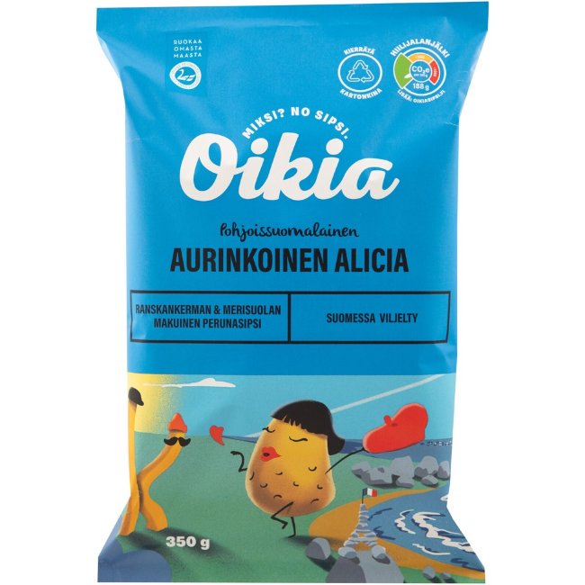 Картофельные чипсы Oikia Sunny Alicia со вкусом французских сливок и морской соли 350 гр