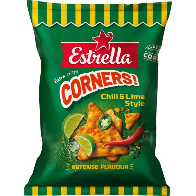Кукурузные чипсы Estrella Corners с чили и лаймом 160 гр