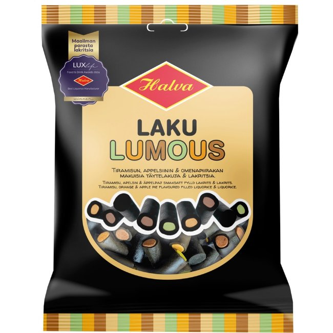 Лакричные конфеты Laku Lumous 180 гр лакрица с вкусами тирамису, апельсина и яблочного пирога