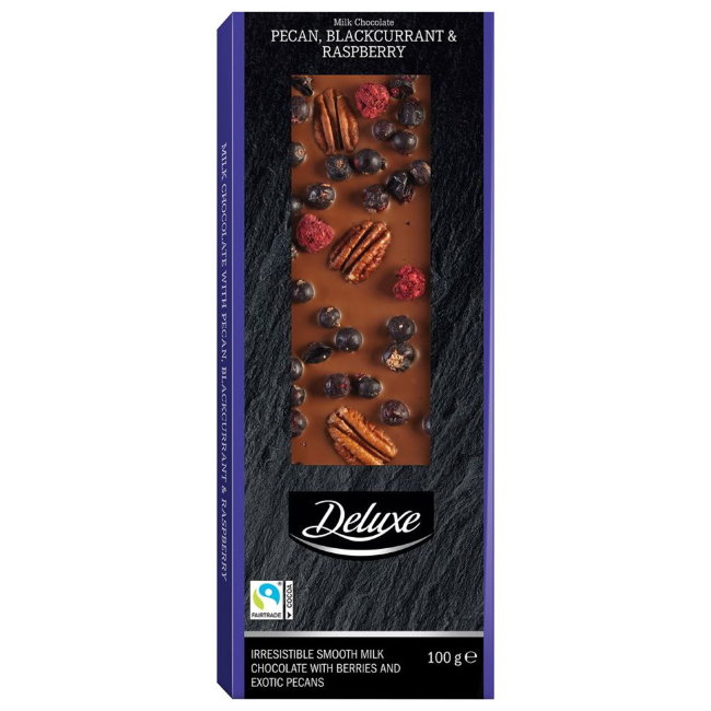 Шоколад Deluxe (пекан, малина, чёрная смородина) 100 гр Шоколад Deluxe (пекан, малина, чёрная смородина) 100 гр
