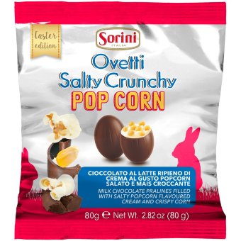 Мини-яйца в молочном шоколаде с начинкой попкорн Sorini Pop Corn Mini eggs 80 гр
