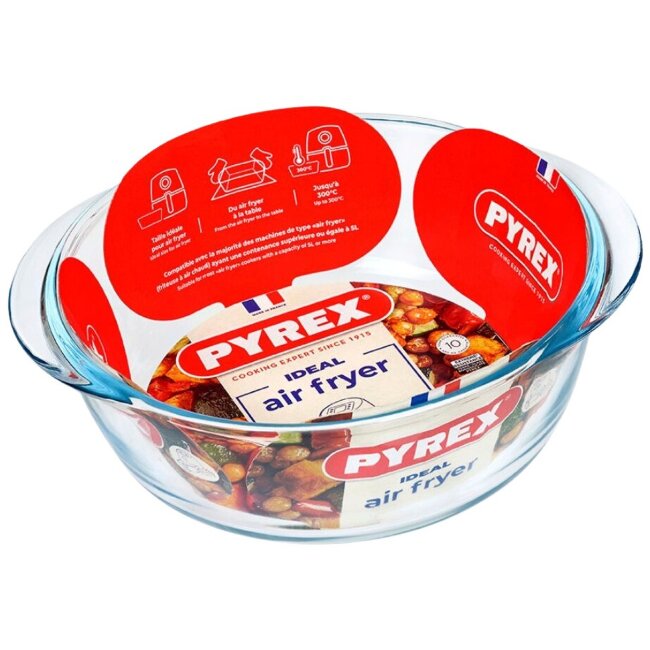 Стеклянная форма для духовки Pyrex для аэрогриля круглая 1 л