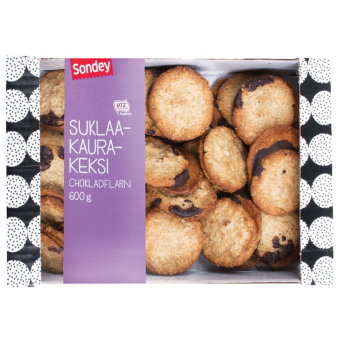 Овсяное печенье Sondey suklaakaurakeksi 600 гр Овсяное печенье Sondey suklaakaurakeksi 600 гр