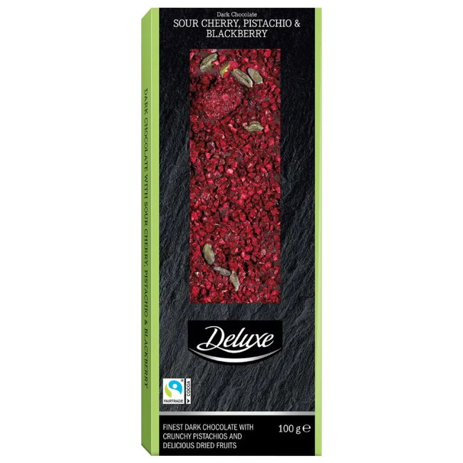 Шоколад Deluxe (черника, вишня, фисташки)  100 гр