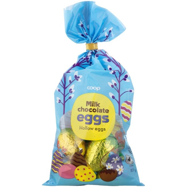 Шоколадные яйца Coop 87 гр