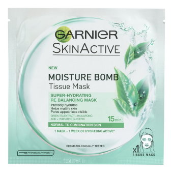 Тканевая маска с экстрактом зеленого чая Garnier Skin Active Moisture Bomb 32 г