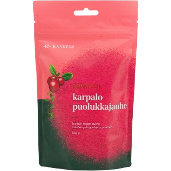 Клюквенно-брусничный порошок Kaskein Berryfect, сушеный на воздухе, без добавок 100 гр Клюквенно-брусничный порошок Kaskein Berryfect, сушеный на воздухе, без добавок 100 гр