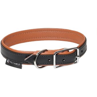 Кожаный ошейник для собаки Pet First 25 мм x 55 см с подкладкой