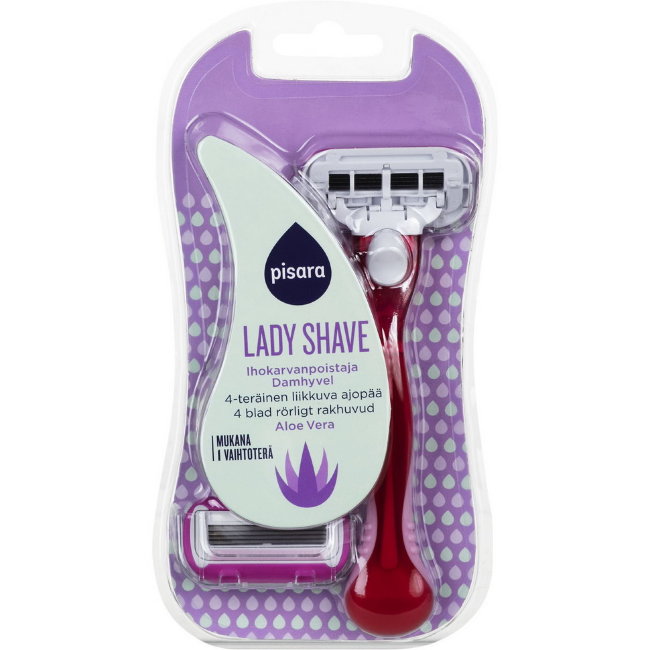 Бритвенный станок PISARA Lady4 (алоэ вера) + 2 кассеты