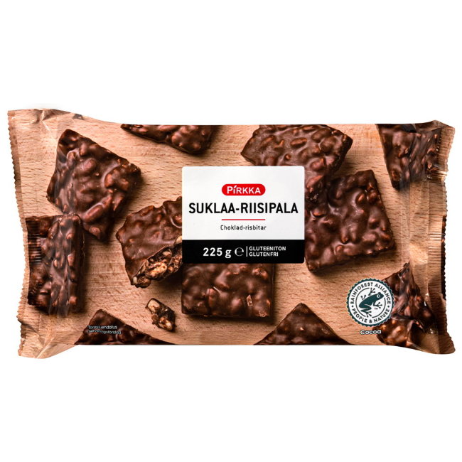 Рисовые батончики в шоколаде Pirkka suklaa-riisipala 225 гр