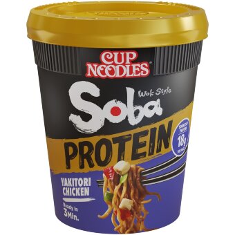 Пикантная лапша быстрого приготовления Nissin Soba Cup Protein Yakitori с курицей 90 гр