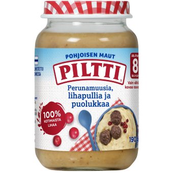 Piltti  картофельное пюре с фрикадельками и брусникой, с 8 мес. 200 гр