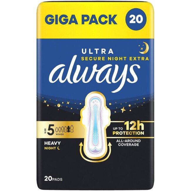 Прокладки Always Ultra Secure Night Extra S5 с крылышками