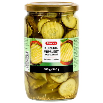 Огурцы Pirkka кусочки в пряном бульоне 680г/360г