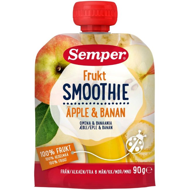 Пюре Semper  яблоко и банан, с 6 мес. 90 гр