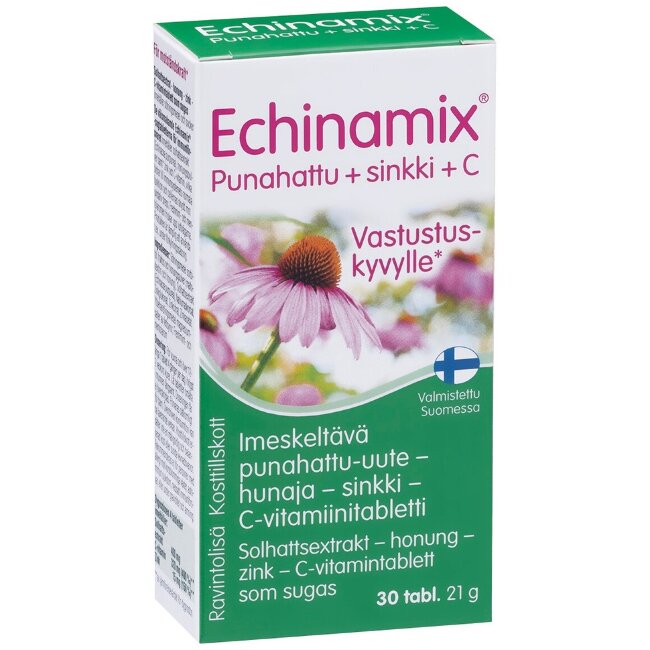 Таблетки для рассасывания Echinamix с эхинацеей, цинком и витамином С 30 шт