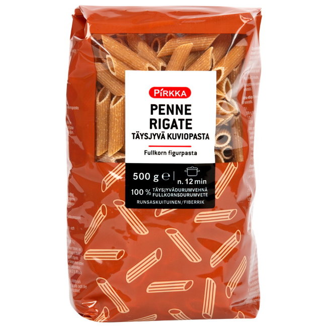 Паста цельнозерновые Pirkka Penne Rigate 500 гр
