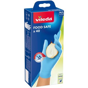 Одноразовые нитриловые перчатки Vileda Food Safe 40 шт, размер M/L