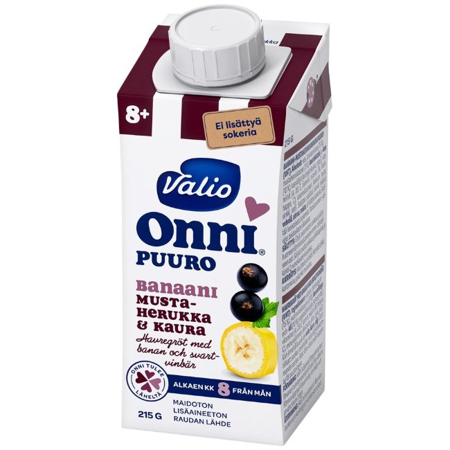 Каша овсяная с бананом и черной смородиной Valio Onni® 215 гр UHT (с 8 мес)
