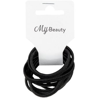 Резинка для волос MY BEAUTY черная плоская 10 шт
