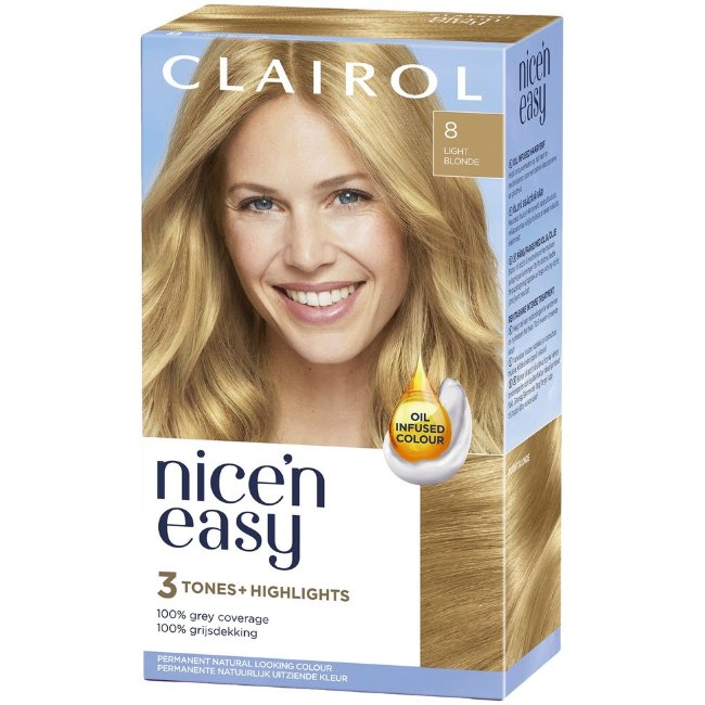 Стойкая краска для волос Clairol Nice'n Easy 8 светлый