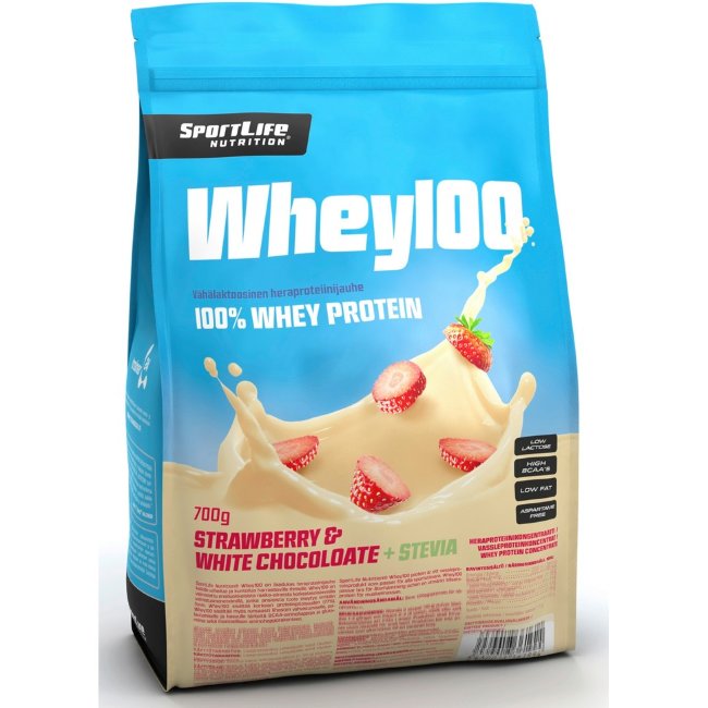 Протеин Whey100 SportLife Nutrition белый шоколад+клубника 700 г