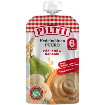 Фруктовая каша Piltti 110 гр с грушей и бананом (с 6 мес) порционный пакет