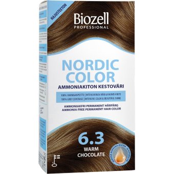 Стойкая краска для волос Biozell Nordic Color Professional без аммиака теплый шоколад 6.3 упаковка 2 шт х 60 мл