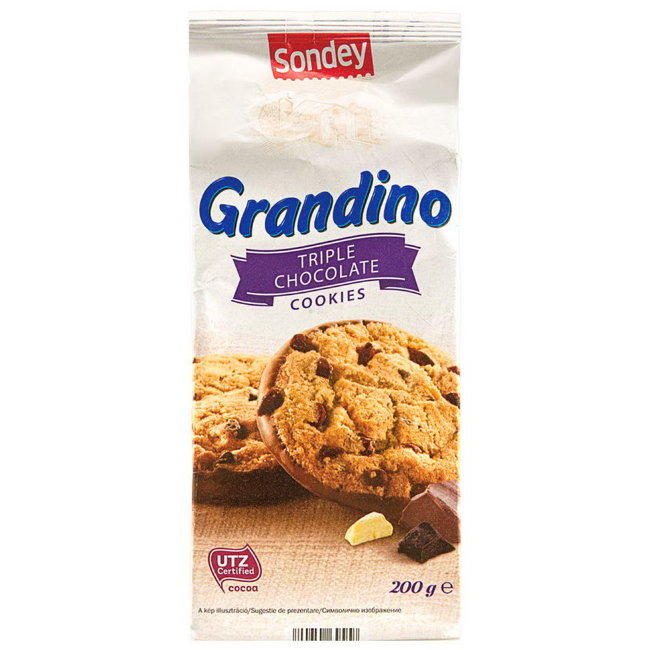 Песочное печенье Sondey Grandino Triple chocolate 200 гр