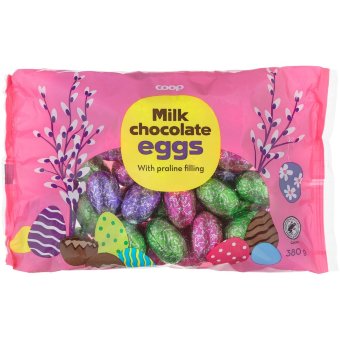 Шоколадные яйца с пралине Coop 380 гр