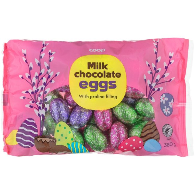 Шоколадные яйца с пралине Coop 380 гр