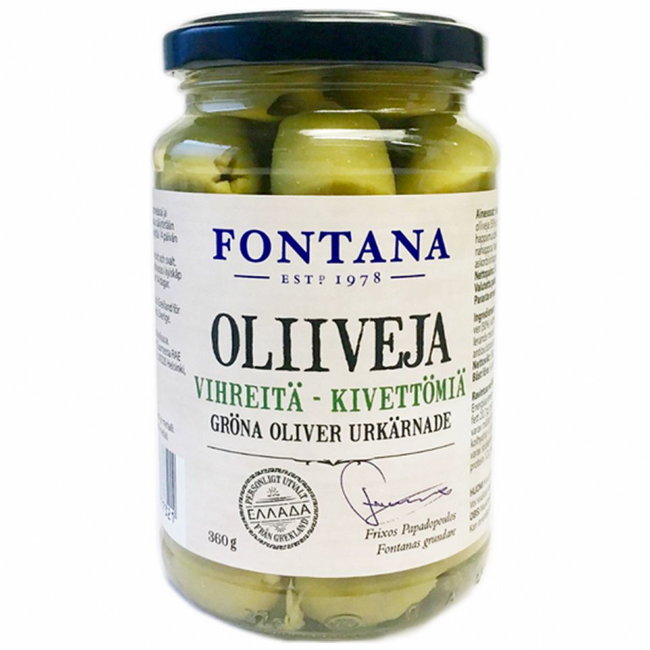 Оливки зеленые без косточек Fontana 360/180 гр