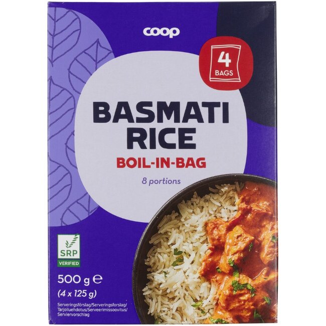 Басмати рис Coop в варочных пакетах (уп 4 шт) 500 гр