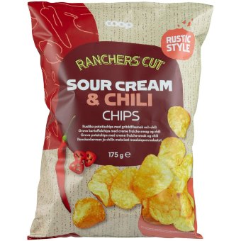 Картофельные чипсы деревенские Coop со сливками и чили 175 гр Картофельные чипсы деревенские Coop со сливками и чили 175 гр