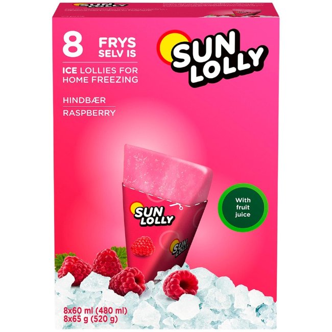 Домашнее замораживаемое фруктовое мороженое Sun Lolly (уп 8 шт х 65 гр) 480 мл вкус малины