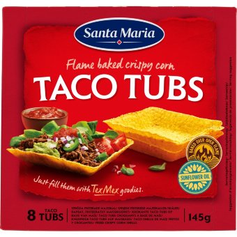 Твёрдые кукурузные тако Santa Maria Taco Tubs 8 шт, 145 гр Твёрдые кукурузные тако Santa Maria Taco Tubs 8 шт, 145 гр