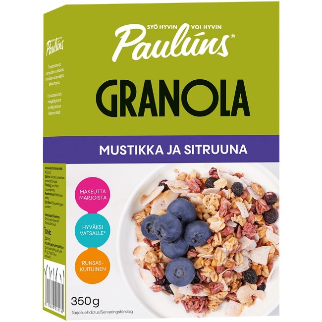 Гранола Pauláns с черникой и лимоном 350 гр