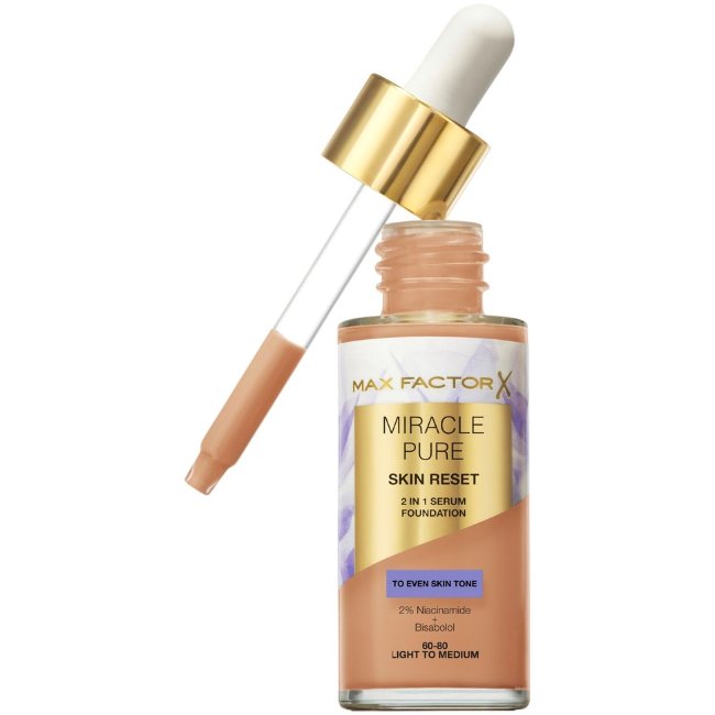 Тональная основа-сыворотка Miracle Pure Serum Max Factor 60-80 светлый средний 30 мл