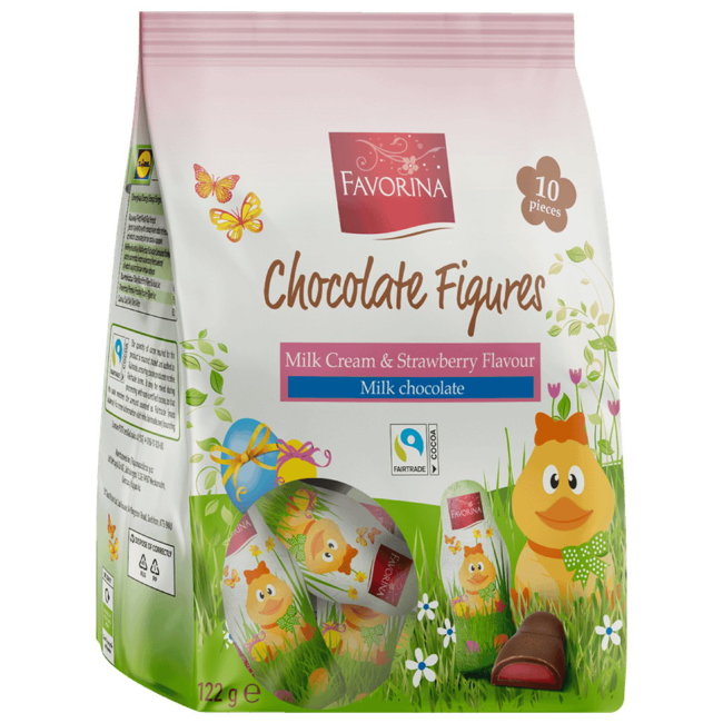 Детский набор шоколадных фигурок Favorina Весенние цыплята с молочно-клубничной начинкой 122 гр Детский набор шоколадных фигурок Favorina Весенние цыплята с молочно-клубничной начинкой 122 гр