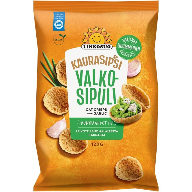 Овсяные чипсы Linkosuo Kaurasipsi с чесноком 120 гр