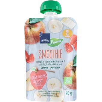 Фруктовое пюре Rainbow смузи яблоко, малина и банан био 90 гр 6 мес