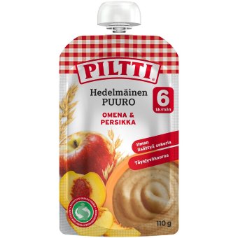 Фруктовая каша Piltti 110 гр яблоко-персик (с 6 мес) пакетик