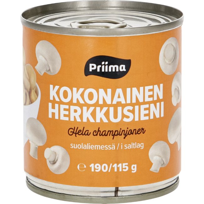 Шампиньоны консервированные целые Priima 190/115 г